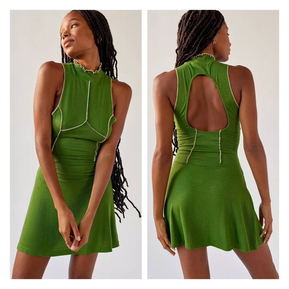 Deja Seamed Mini Dress | Green